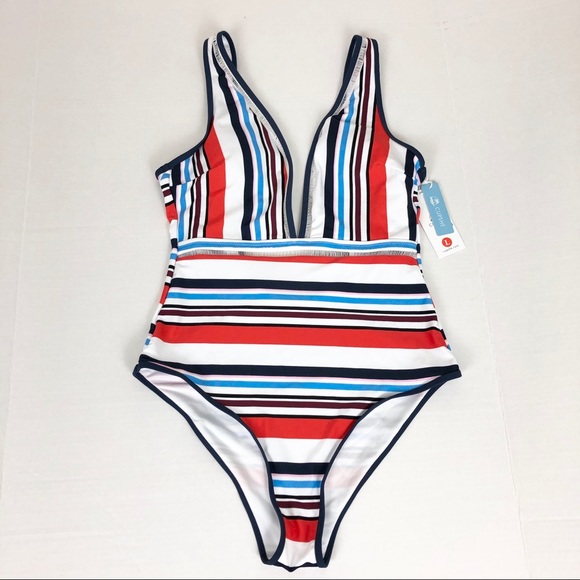 Cupshe Other - Cupshe one piece striped crochet swim suit size L